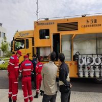 中志協(xié)救援演練現(xiàn)場；防汛排澇搶險泵車
